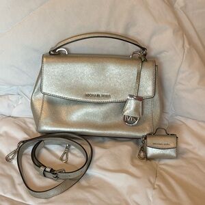 Michael Kors Metallic Silver Satchel